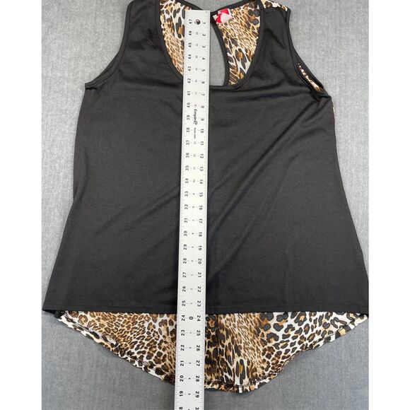 Leopard Print Back High Low Tank Top Women 1X Black Brown Sleeveless Blouse‎ - Picture 3 of 9